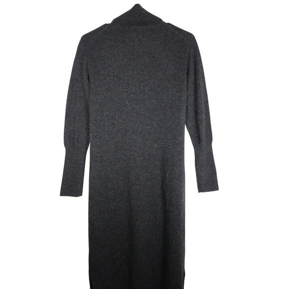New Quince Charcoal Mongolian Cashmere Turtleneck Midi Sweater Dress Small 3479 - Picture 6 of 12